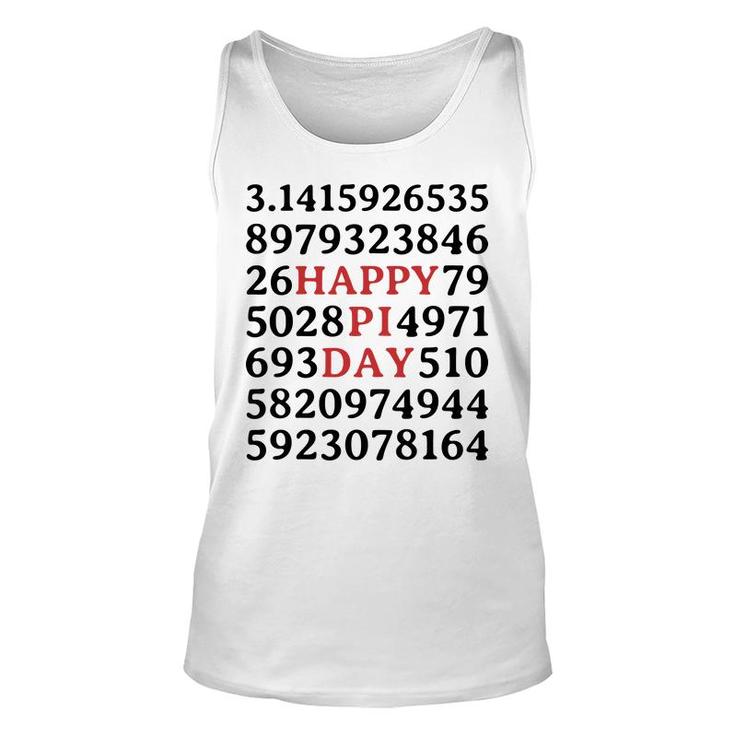 Funny Design Happy Pi Day Covered By Pi Number Unisex Tank Top