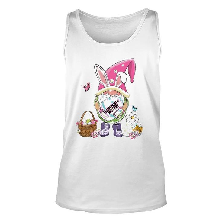Funny Gnome Holding Easter Eggs Healthcare Worker Bunny Unisex Tank Top