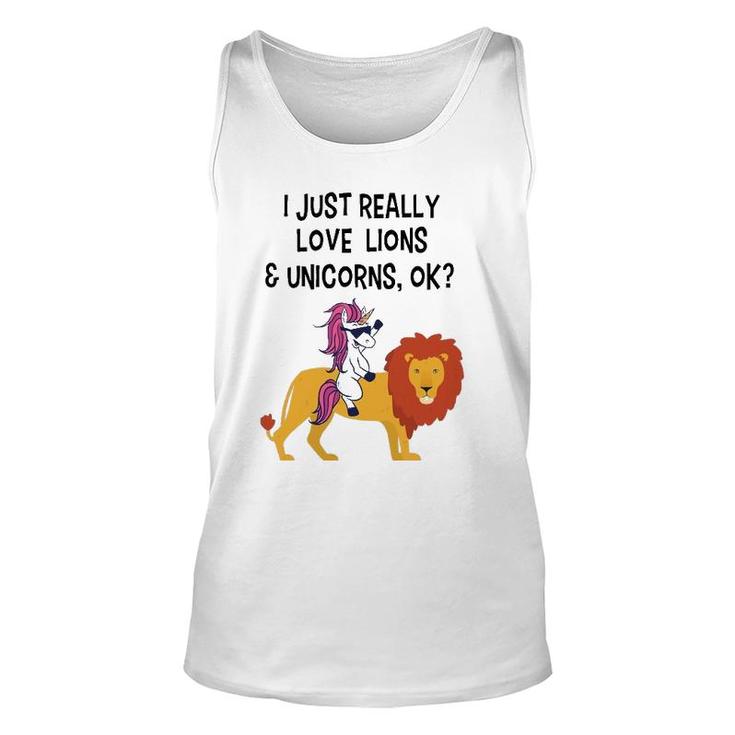 Funny Lion  Unicorn Lion Lover Gift Unicorn Lover Unisex Tank Top