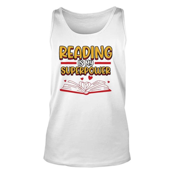 Funny Reading Is My Superpower Librarian School Library Unisex Tank Top