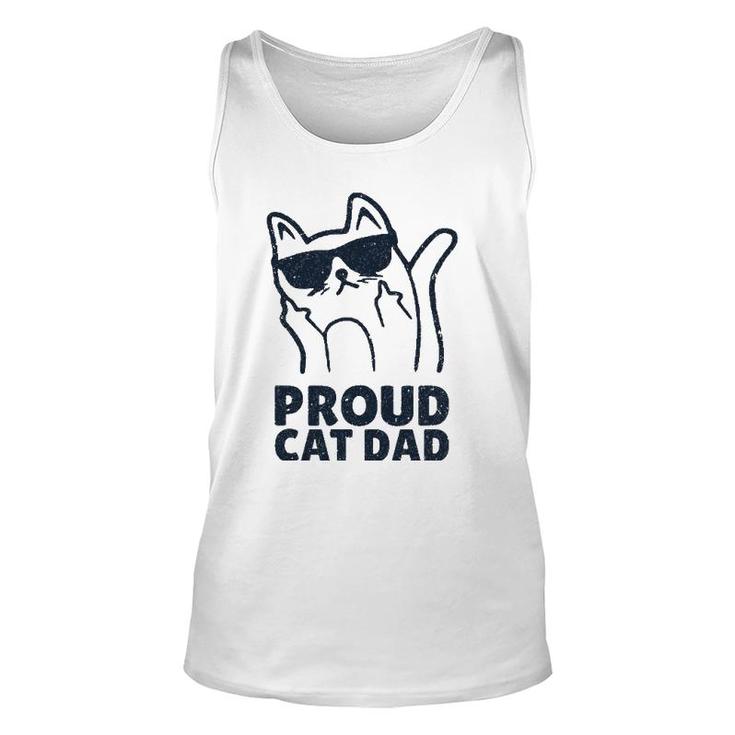 Funny Retro Proud Cat Dad Showing The Finger For Cat Lovers Unisex Tank Top