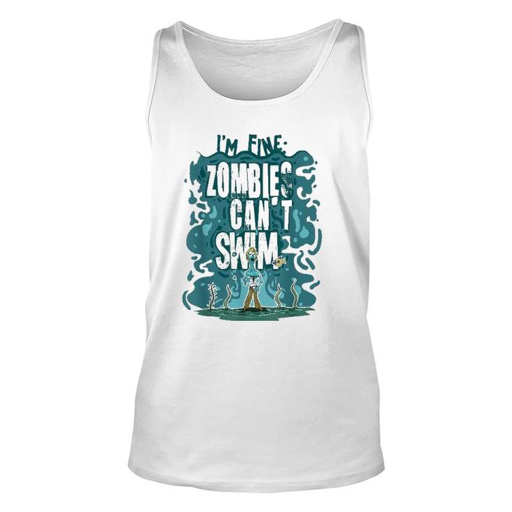 Funny Swimming Quote Gift Zombies Can't Swim For Swimmer Unisex Tank Top