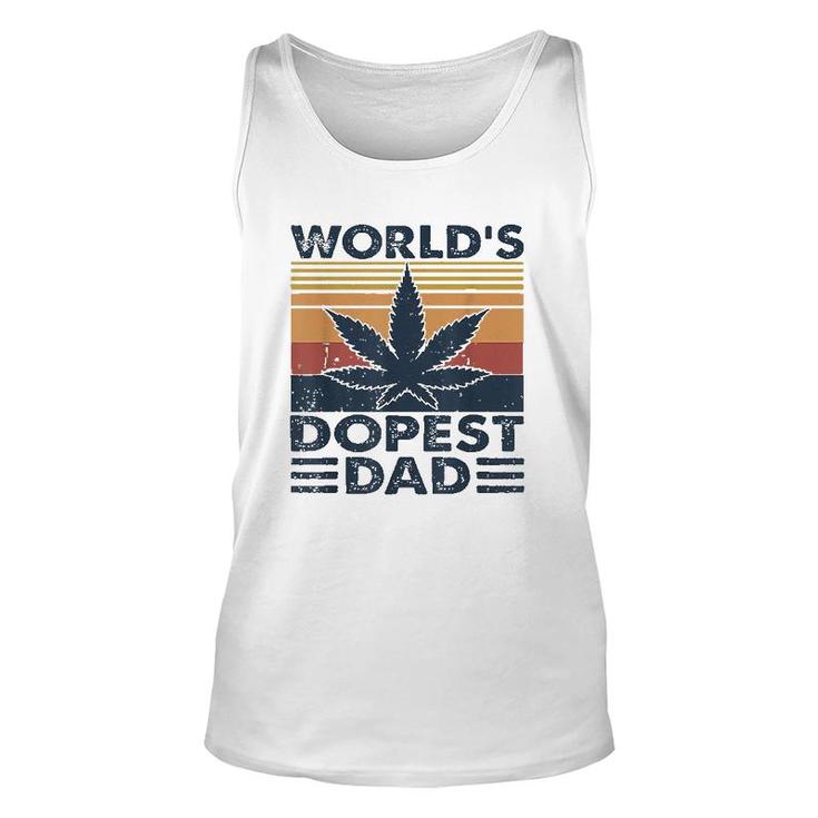 Funny Worlds Dopest Dad Cannabis Marijuana Weed Fathers Day Gift Unisex Tank Top