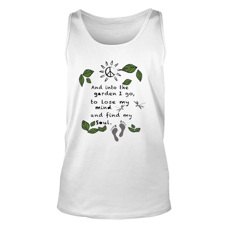 Gardener Into The Garden I Go To Lose My Mind Leaves Peace Sign Sun Footprints Tank Top