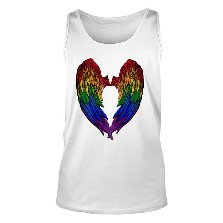 Gay Pride Month Rainbow Angels Wings Back Design Unisex Tank Top