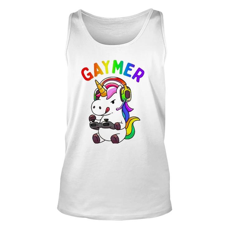 Gaymer Gay Pride Flag Lgbt Gamer Lgbtq Gaming Unicorn Gift  Unisex Tank Top