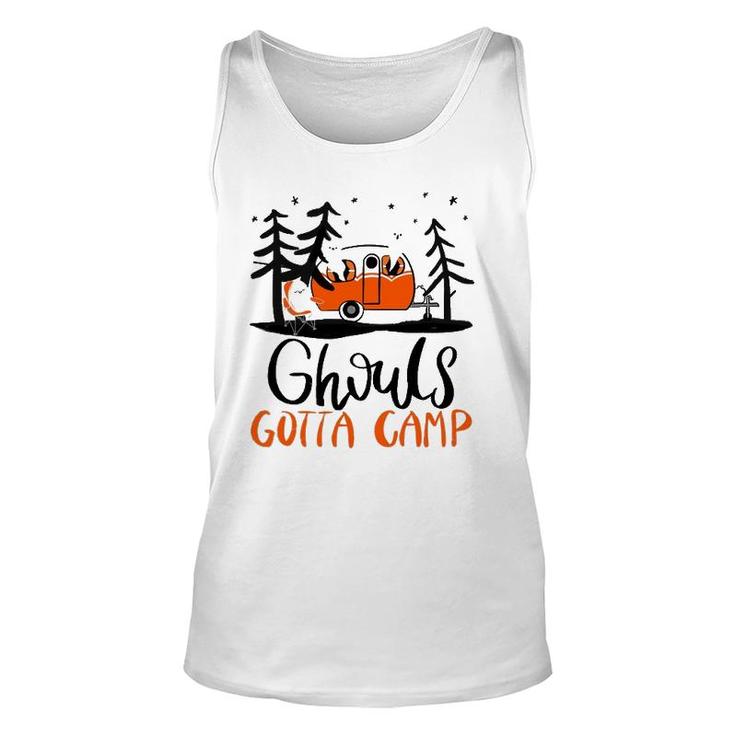 Ghouls Gotta Camp Funny Punny Halloween Ghost Rv Camping Unisex Tank Top