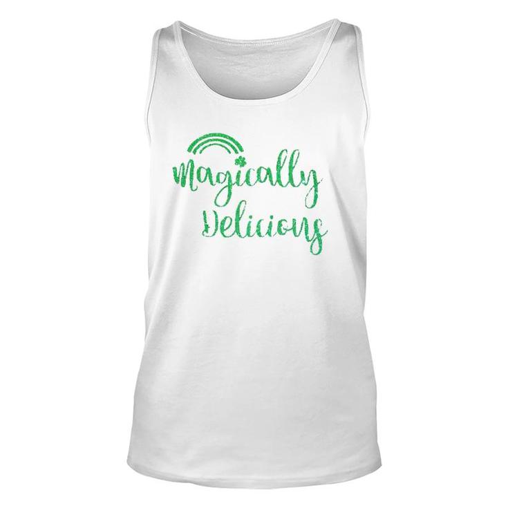 Glitter Magically Delicious Rainbow Shamrock St Patrick's Day Tank Top