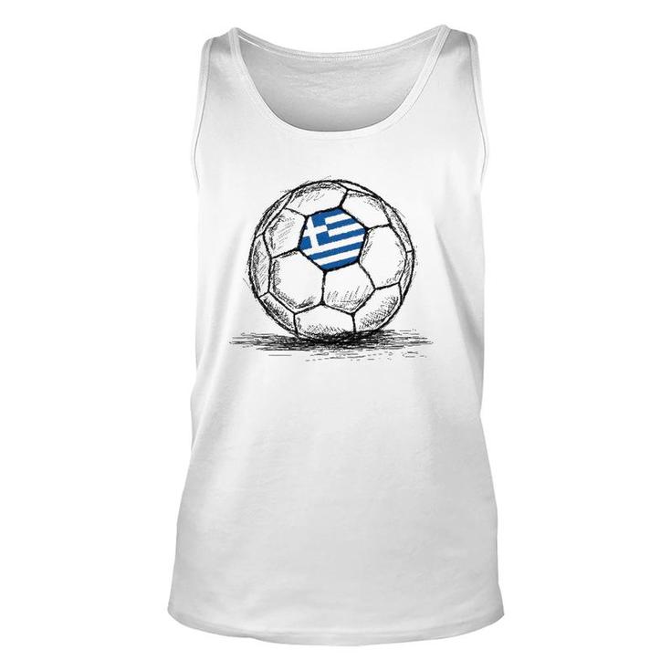 Greece Greek Flag Design On Soccer Ball Artsy Football Unisex Tank Top