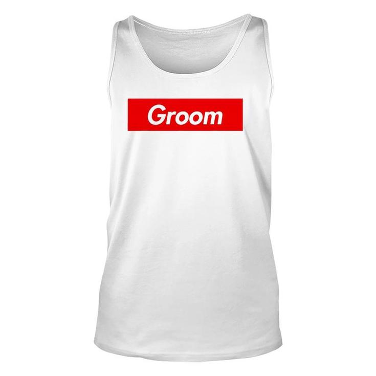 Groom White Text Wedding Gift Unisex Tank Top