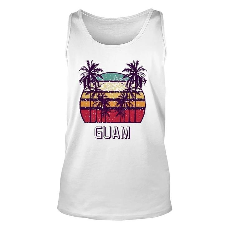 Guam Hawaii Vintage 1970'S Retro Skyline Palm Tree Unisex Tank Top