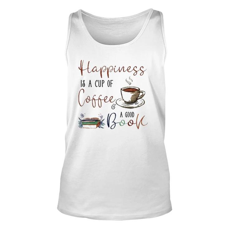 Womens Happiness Is Cup Of Coffee & Good Book Reading Habit Tank Top