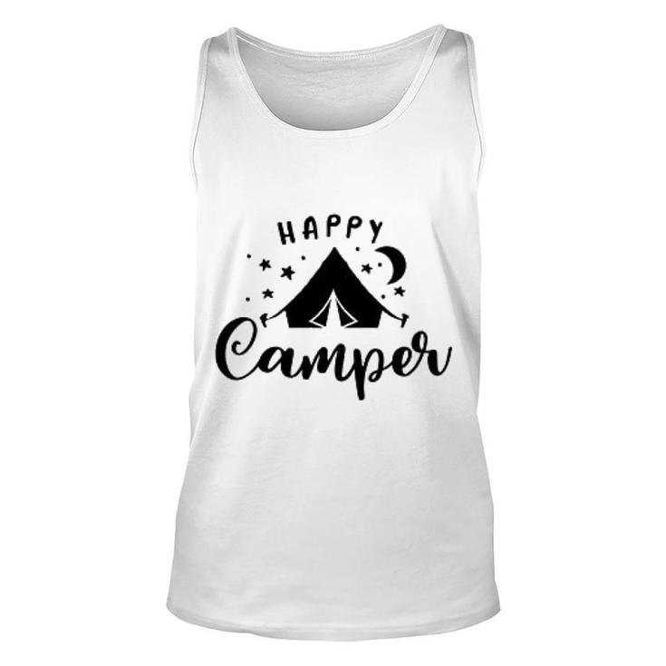 Happy Camper Tent Quote Typogrophy Unisex Tank Top