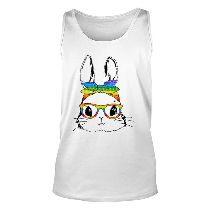 Happy Easter Day Pop It Bunny Face Glasses Easter Fidget Toy Tank Top
