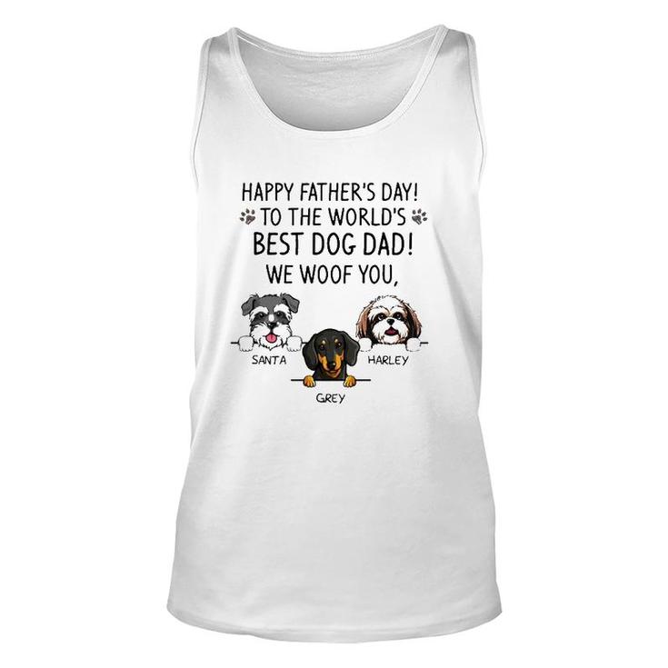 Happy Father's Day To The World's Best Dog Dad We Woof You Santa Grey Harley Tank Top