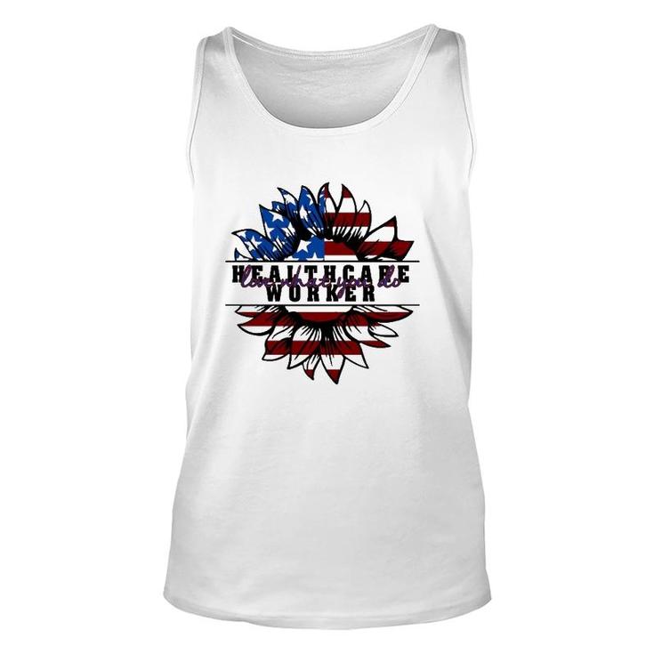 Healthcare Worker Love What You Do American Flag Sunflower Patriotic 4Th Of July Tank Top