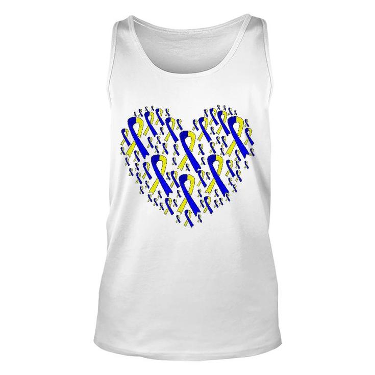 Heart Ribbon World Down Syndrome Day Unisex Tank Top