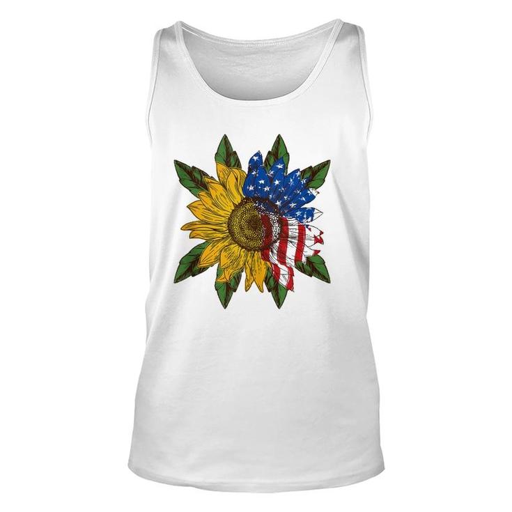 Hippie Hippies Peace Sunflower American Flag Hippy Gift  Unisex Tank Top
