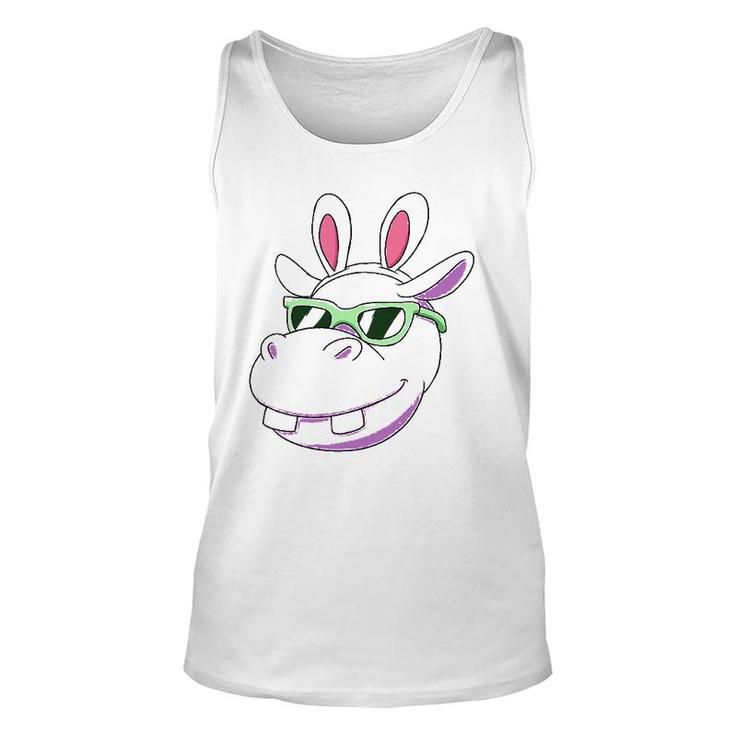 Hippo Easter Bunny Rabbit Ears Cute Tee Unisex Tank Top