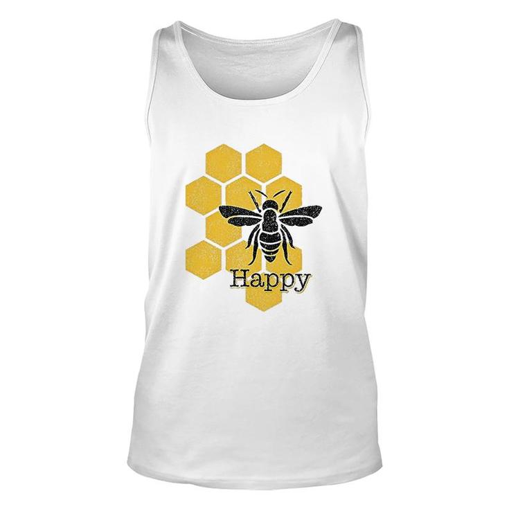 Honeycomb Bee Happy Unisex Tank Top