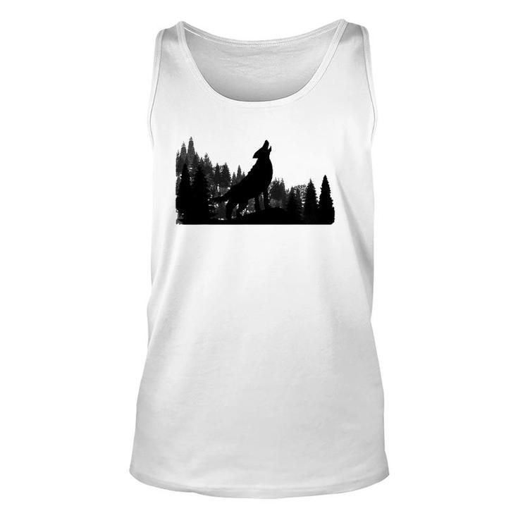 Howling Wolf Mountain Forest Tree  Unisex Tank Top
