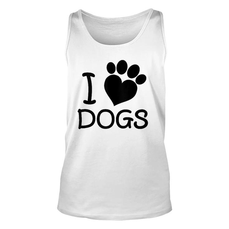 I Love Dogs Heart Paw Dog Lover  Unisex Tank Top