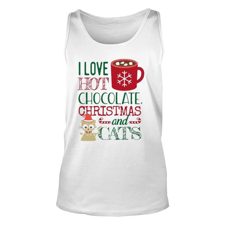 I Love Hot Chocolate Christmas And Cats Unisex Tank Top
