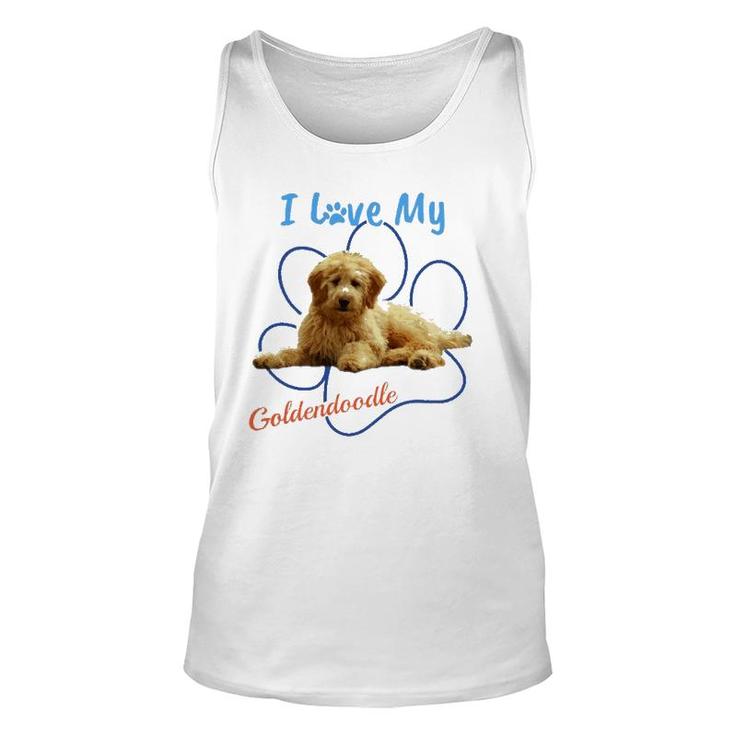 I Love My Goldendoodle Best Dog Lover Paw Print  Unisex Tank Top
