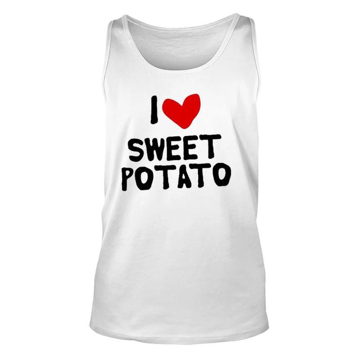 I Love Sweet Potato Red Heart Unisex Tank Top