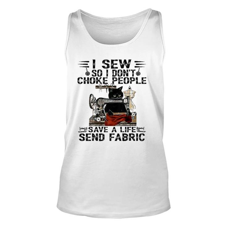 I Sew So I Don't Choke People  Sewing Machine Black Cat  Unisex Tank Top