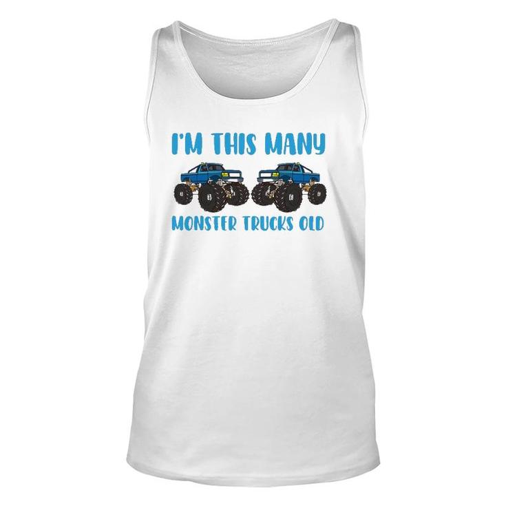I'm This Many Monster Trucks Old Toddler 2 Years 2Nd Birthday Tank Top