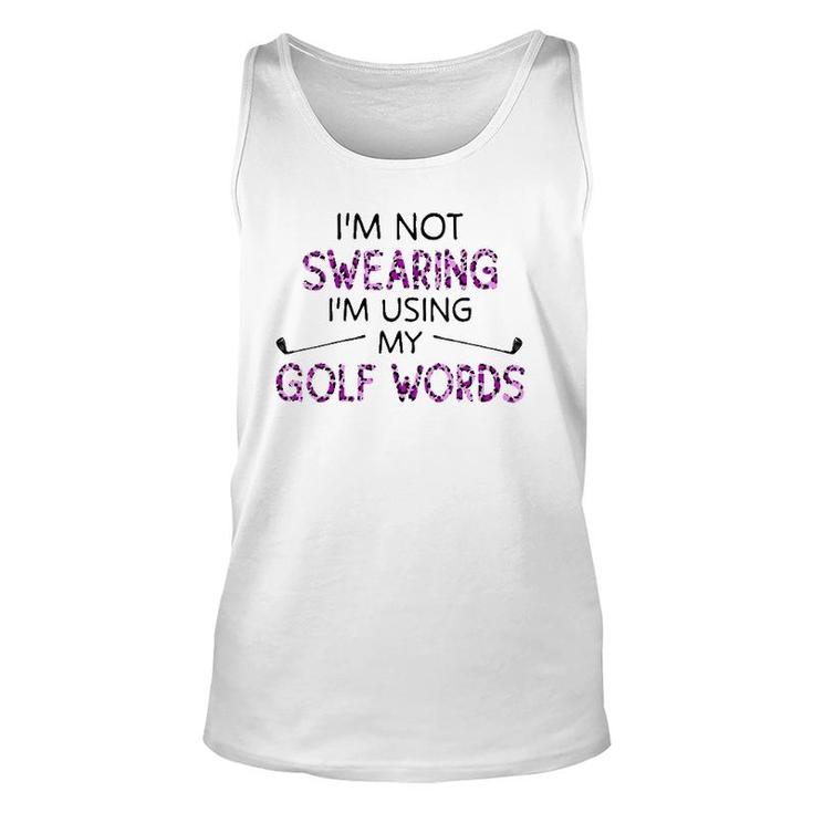 Womens I'm Not Swearing I'm Using My Golf Words Purple Leopard V-Neck Tank Top
