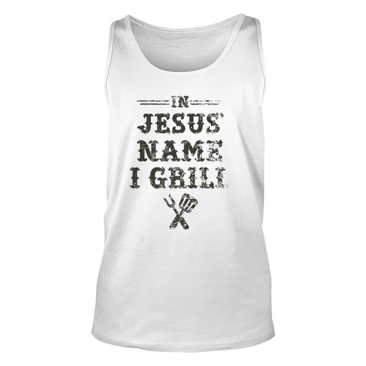 In Jesus' Name I Grill Christian Grilling Graphic Unisex Tank Top