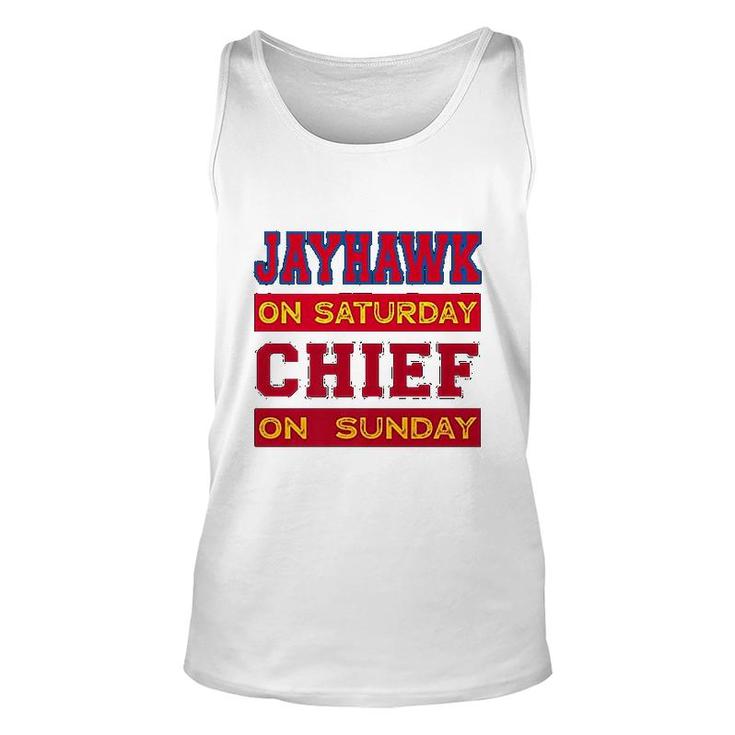 Jayhawk On Saturday Chief On Sunday Souvenir Unisex Tank Top