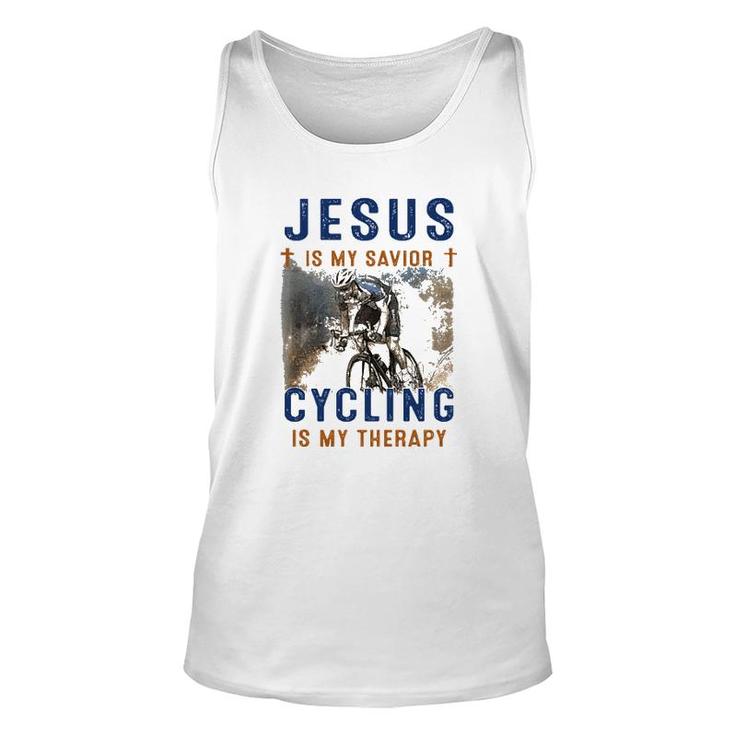 Jesus Is My Savior Cycling Is My Therapy Unisex Tank Top