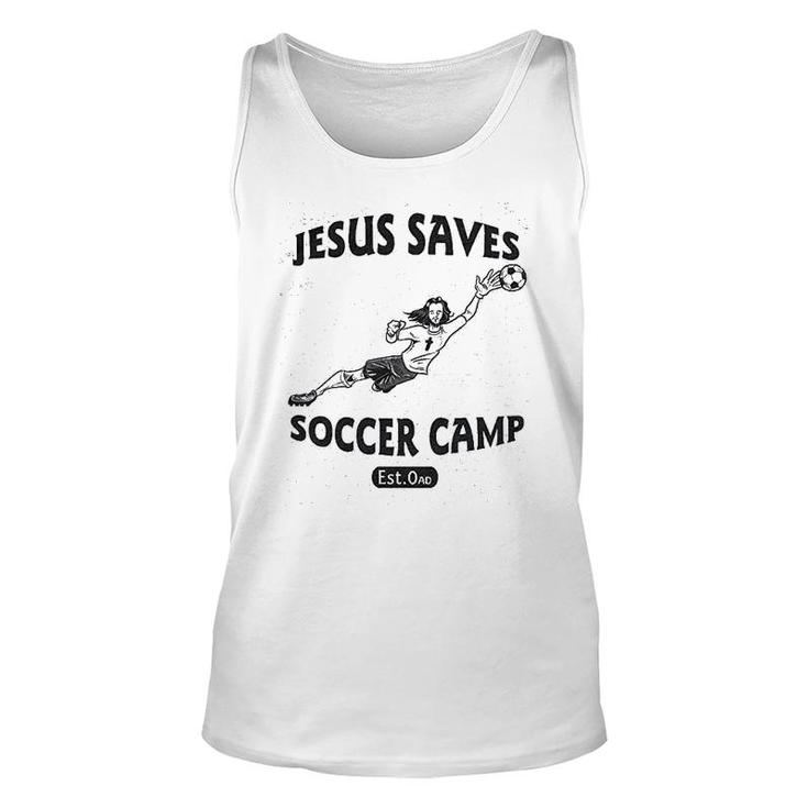 Jesus Saves Soccer Camp Unisex Tank Top