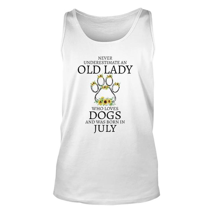 July Birthday Dog Owner Who Loves Dogs And Was Born In July Sunflowers Dog Paw Tank Top