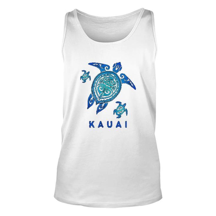 Kauai Hawaii Sea Blue Tribal Turtle Unisex Tank Top