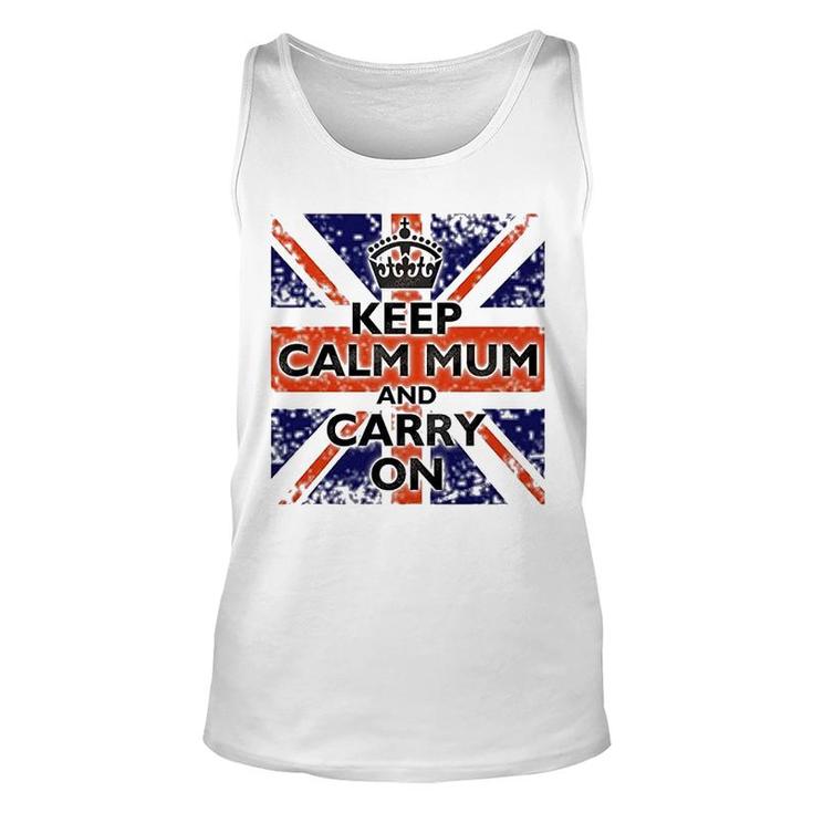 Keep Calm Mum And Carry On British Flag Unisex Tank Top