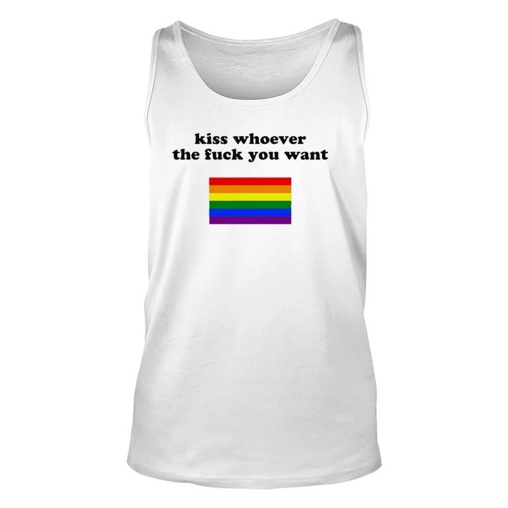 Kiss Whoever You Want Lgbtq Gay Pride Rainbow Flag Unisex Tank Top