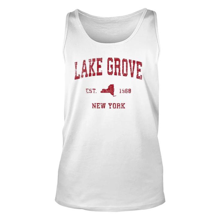 Womens Lake Grove New York Ny Vintage Sports Red Print Tank Top