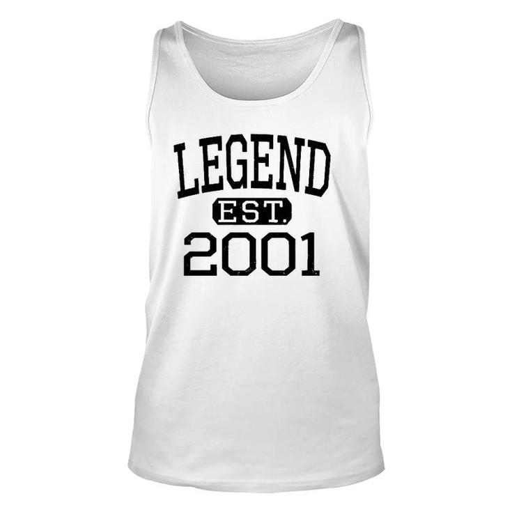 Legend Established 2001 Vintage Style Born 2001 Birthday  Unisex Tank Top