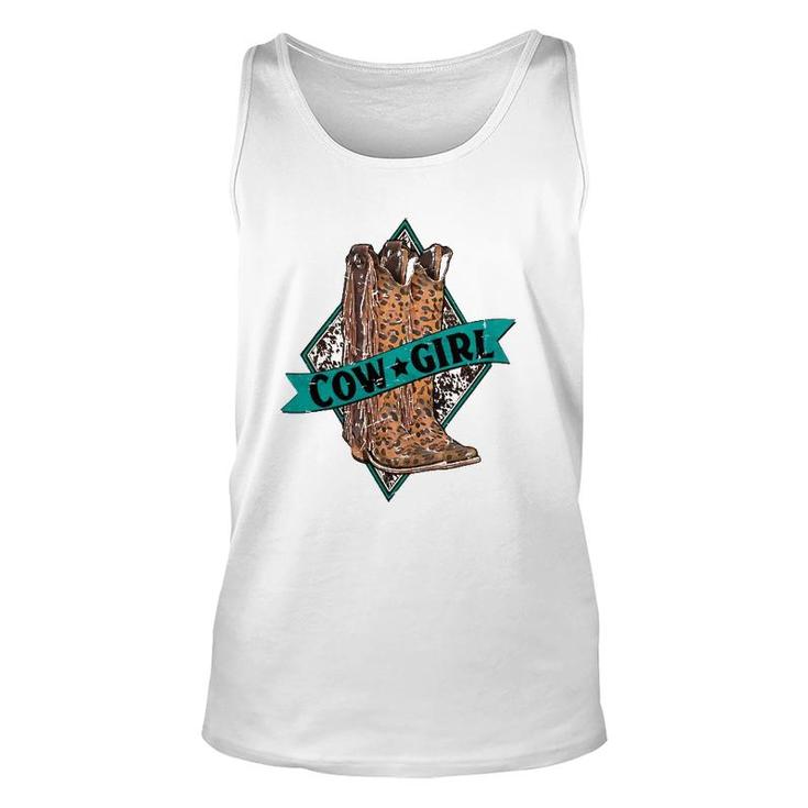 Leopard Cowgirl Boots Western Country Cowboy Rodeo Dad Unisex Tank Top