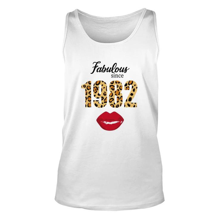 Leopard Red Lips Fabulous Since 1982 Happy 40Th Birthday Unisex Tank Top