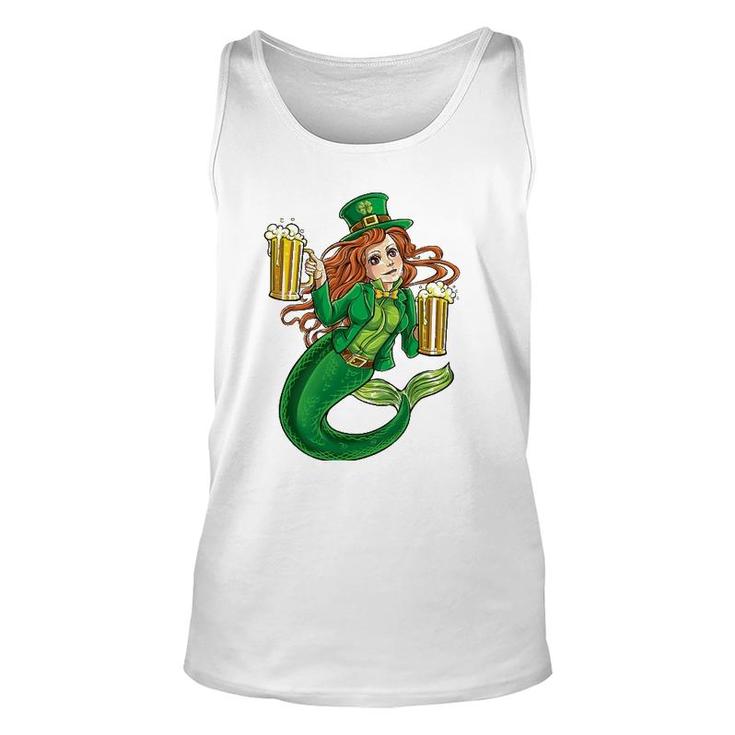 Leprechaun Mermaid St Patrick's Day Redhead Women Lady Beer Unisex Tank Top