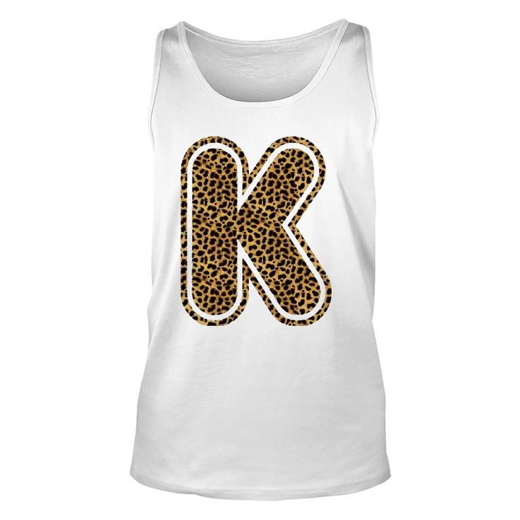 Letter K Leopard Print Initial Case Funny Birthday Gift Unisex Tank Top
