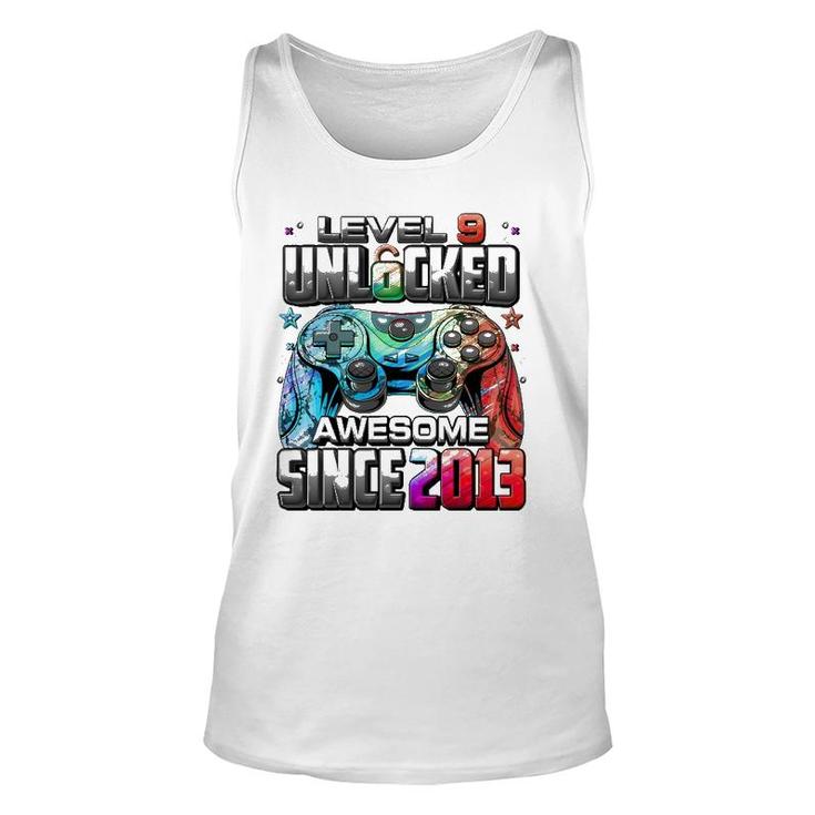 Level 9 Unlocked Awesome Since 2013 9Th Birthday Gaming Unisex Tank Top