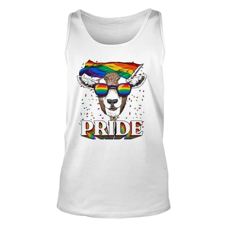 Lgbt Goat Gay Pride Lgbtq Rainbow Flag Sunglasses Unisex Tank Top