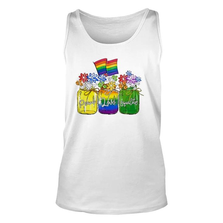 Lgbt Peace Love Equality , Rainbow Floral Lgbt Flag Unisex Tank Top