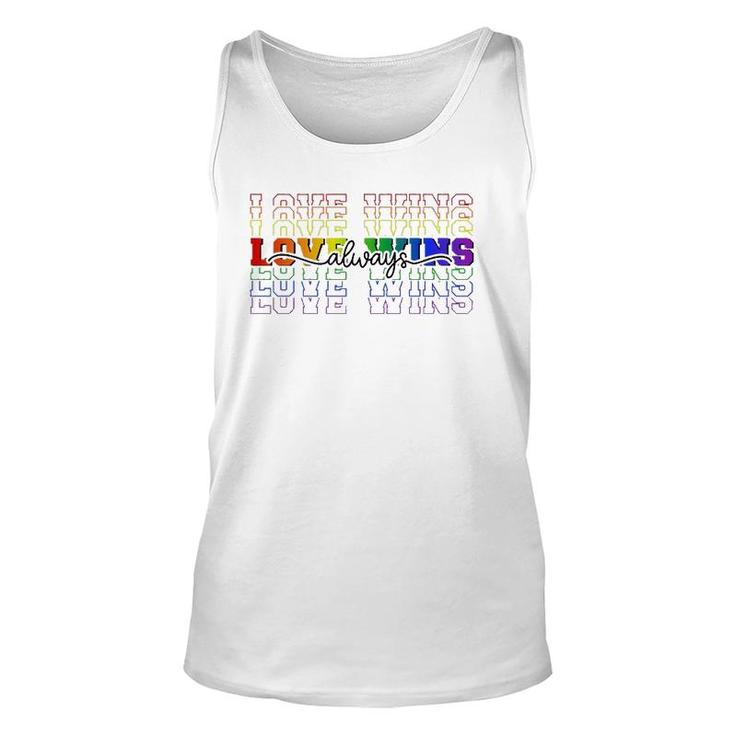 Love Always Wins Lgbtq Ally Gay Pride Equal Rights Rainbow Unisex Tank Top